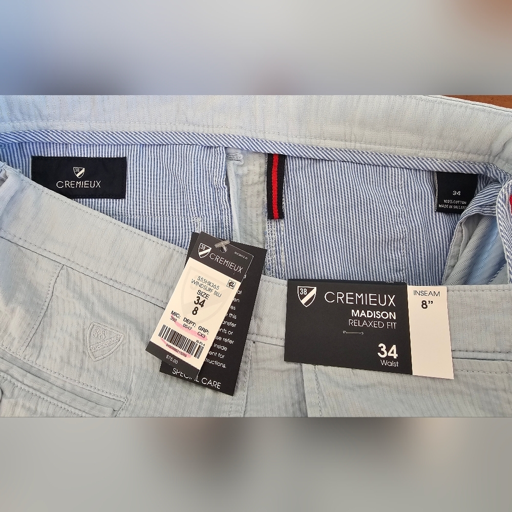 Daniel Cremieux Sky Blue Men's Textured Shorts Golf/Casual Sz 34"×8" NWT - Picture 3 of 6